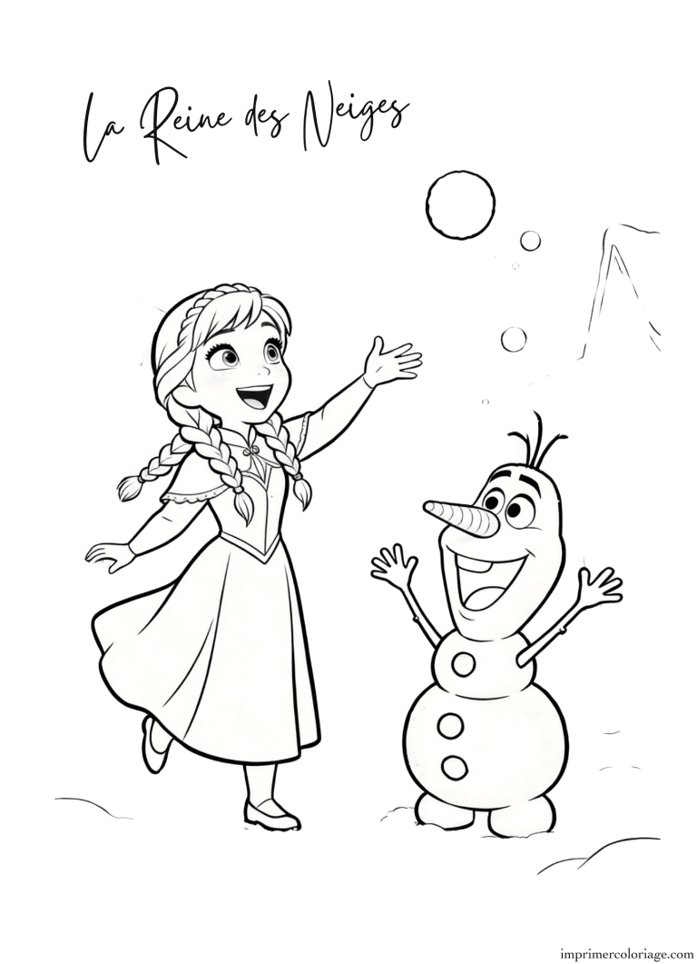 Coloriage la reine des neiges avec Olaf - dessin gratuit &agrave; imprimer