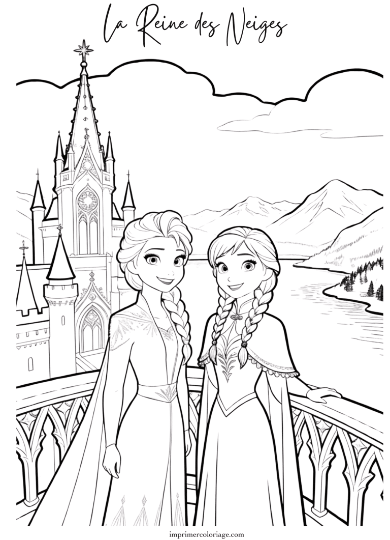 Coloriage la reine des neiges elsa et anna - dessin gratuit &agrave; imprimer