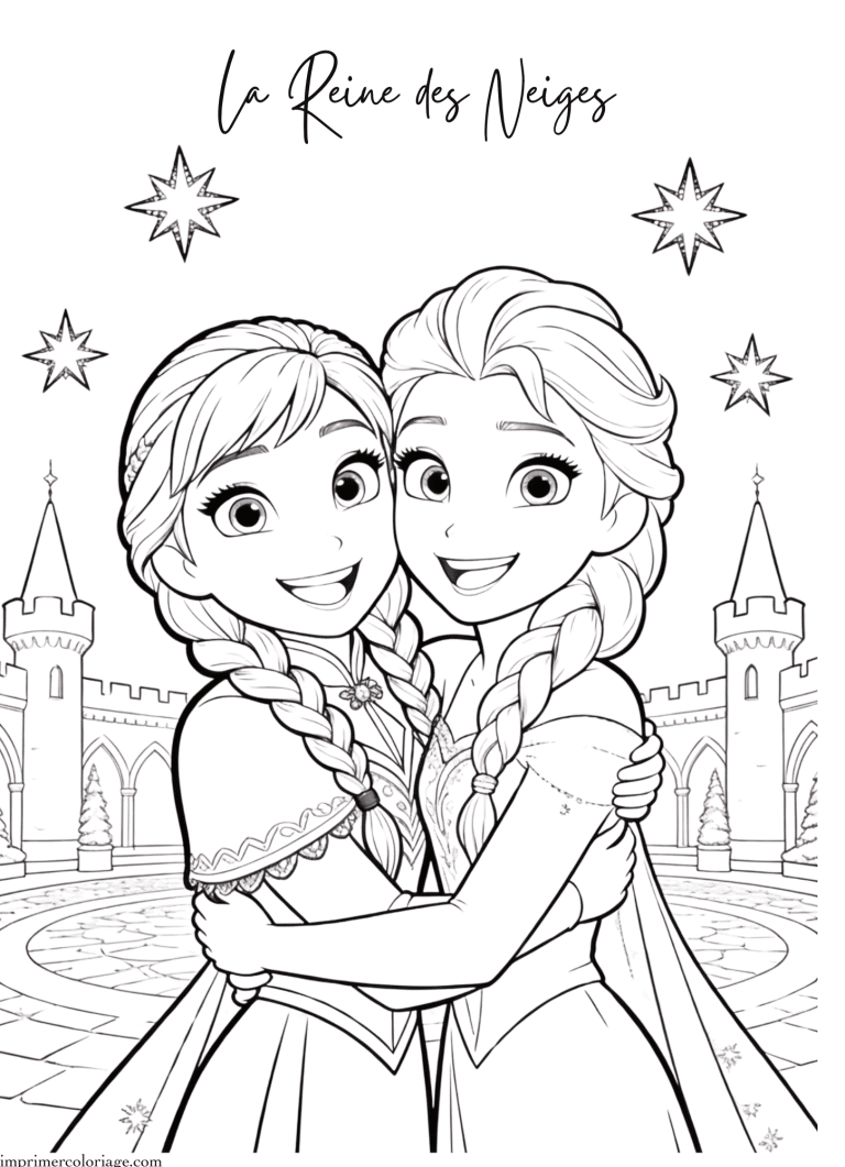 Coloriage la reine des neiges elsa et anna soeurs - dessin gratuit &agrave; imprimer