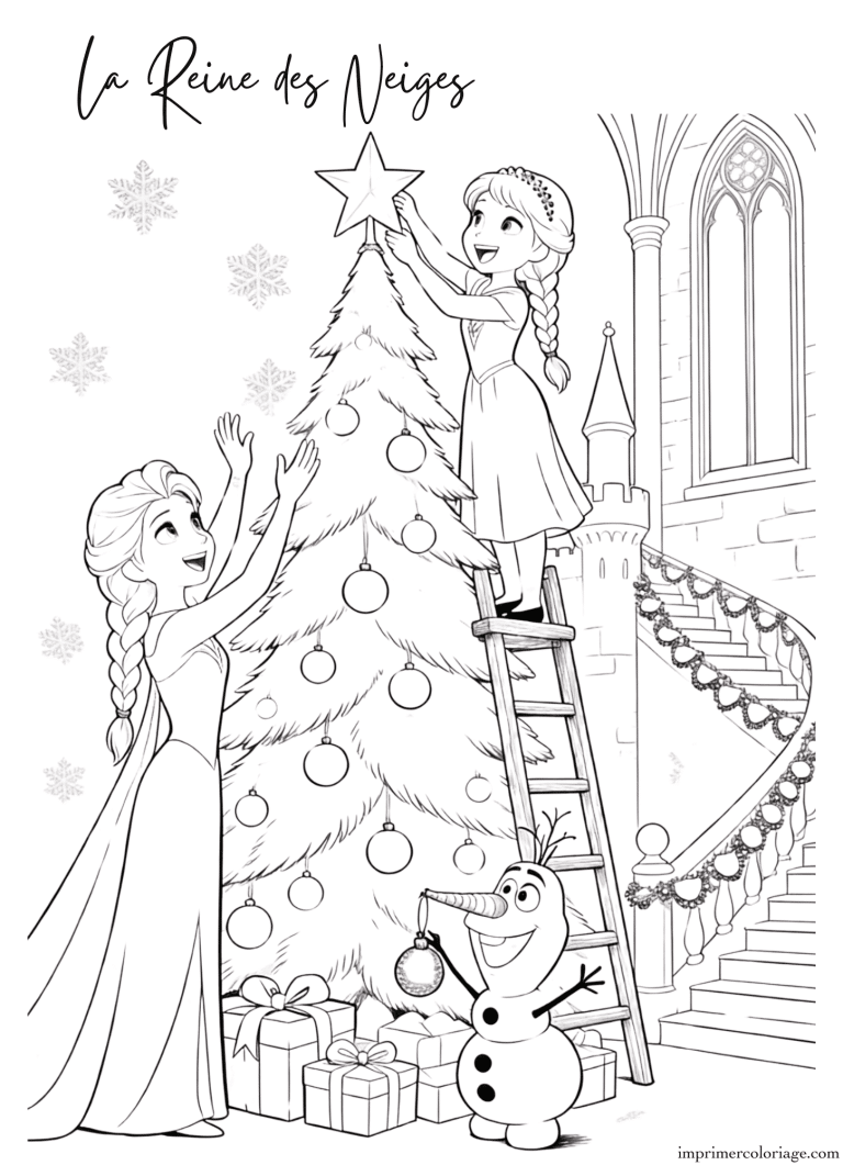 Coloriage la reine des neiges noel - dessin gratuit &agrave; imprimer