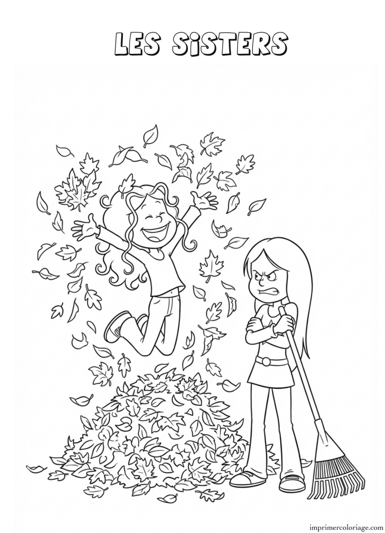 Coloriage les sisters automne - dessin gratuit &agrave; imprimer