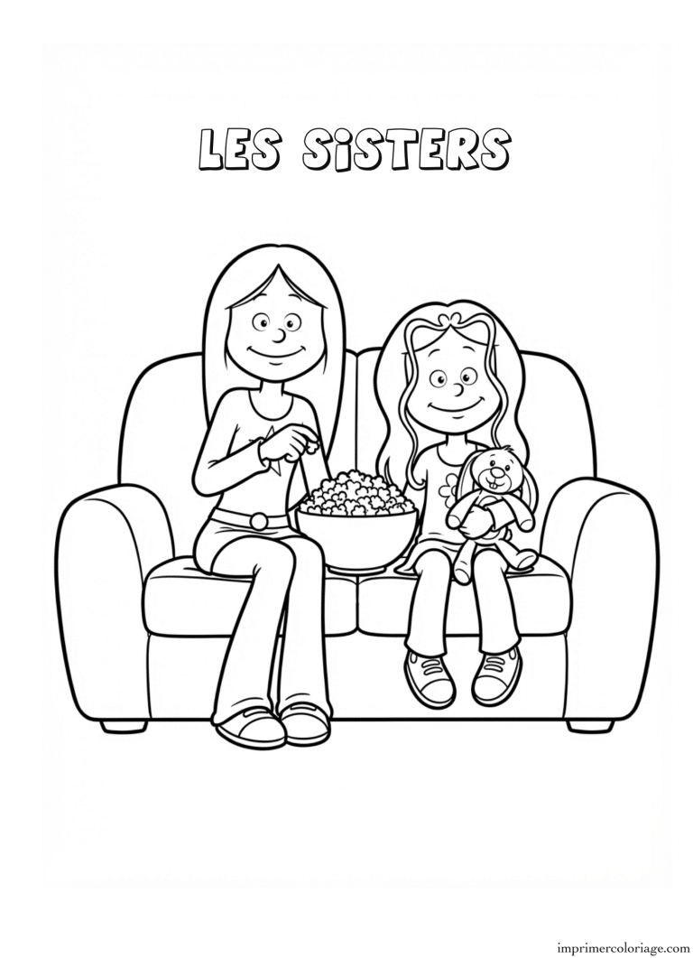 Coloriage les sisters canape - dessin gratuit &agrave; imprimer
