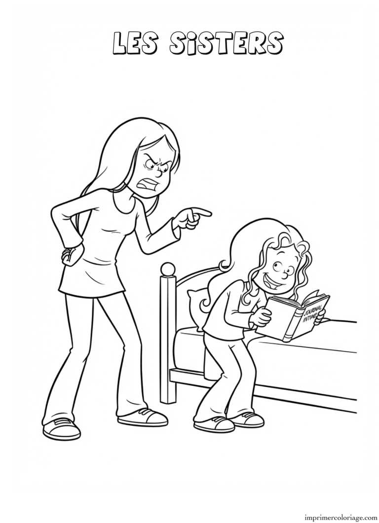 Coloriage les sisters crise - dessin gratuit &agrave; imprimer