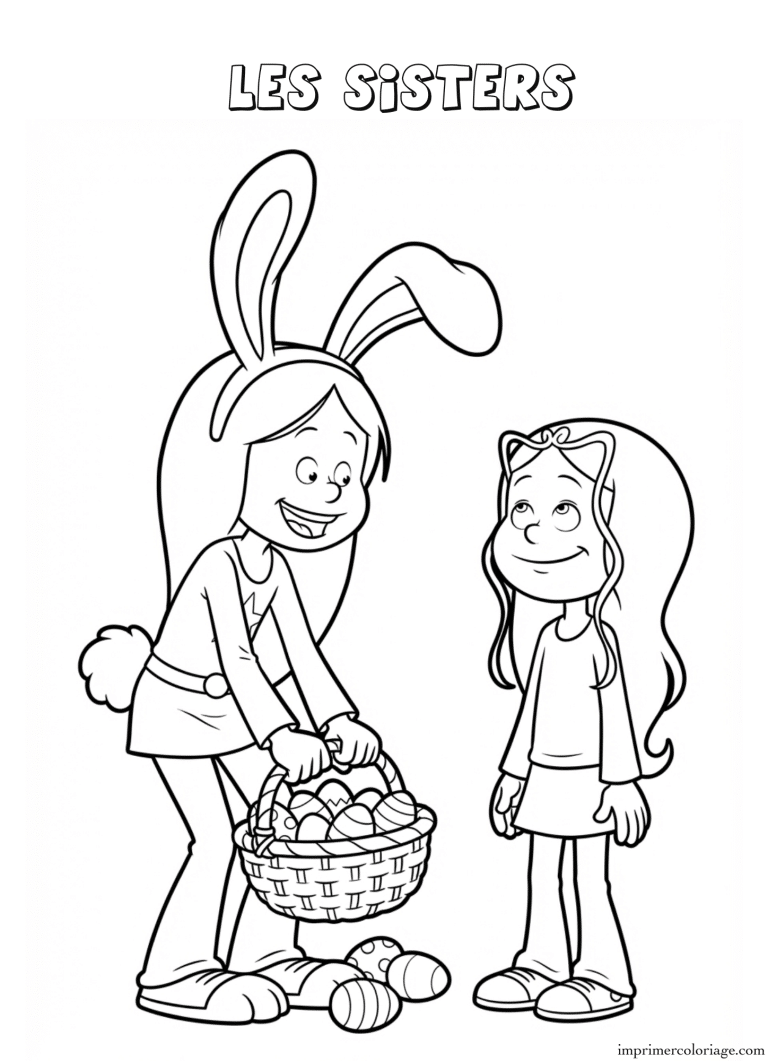Coloriage les sisters paques - dessin gratuit &agrave; imprimer