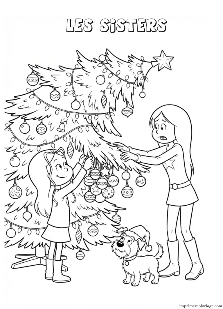Coloriage les sisters sapin de noel - dessin gratuit &agrave; imprimer