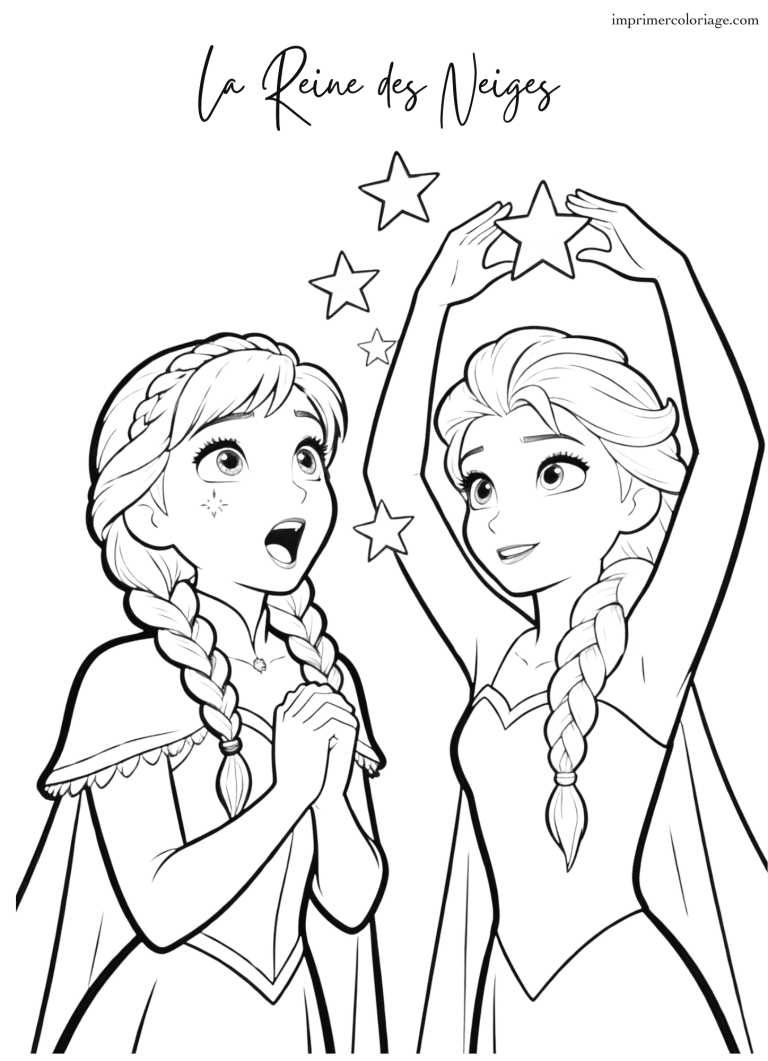 Coloriage magie la reine des neiges elsa et anna - dessin gratuit &agrave; imprimer