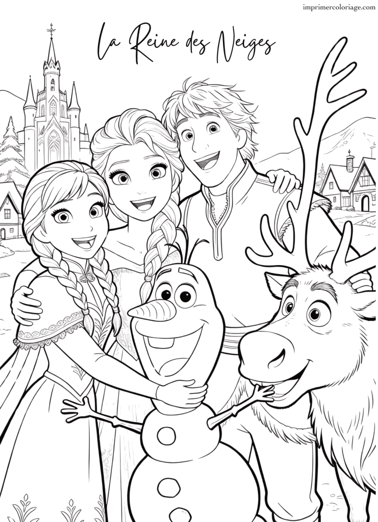 Coloriage magie la reine des neiges et ses amis - dessin gratuit &agrave; imprimer
