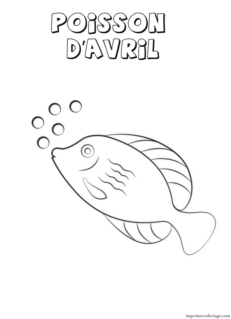 Coloriage poisson d’avril avec des bulles à imprimer Coloriage poisson d'avril avec des bulles - dessin gratuit à imprimer