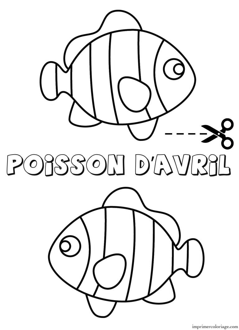 Coloriage poisson d’avril mignon à imprimer Coloriage poisson d'avril mignon - dessin gratuit à imprimer