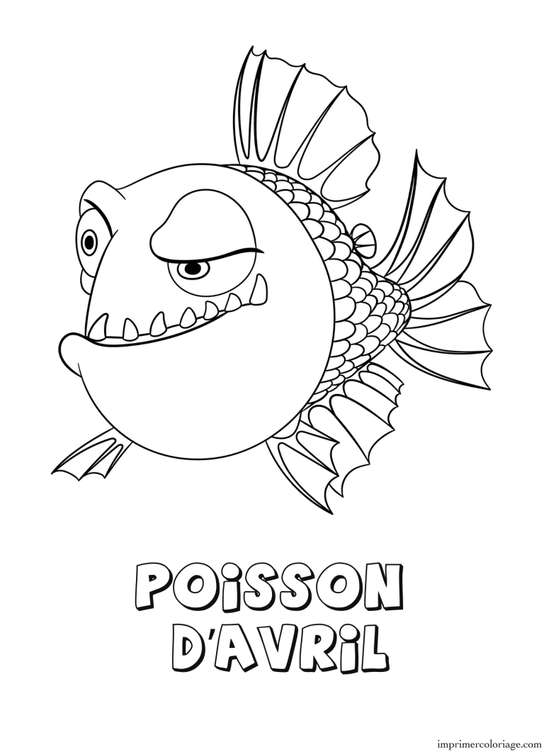 Coloriage poisson d’avril piranha à imprimer Coloriage poisson d'avril piranha - dessin gratuit à imprimer