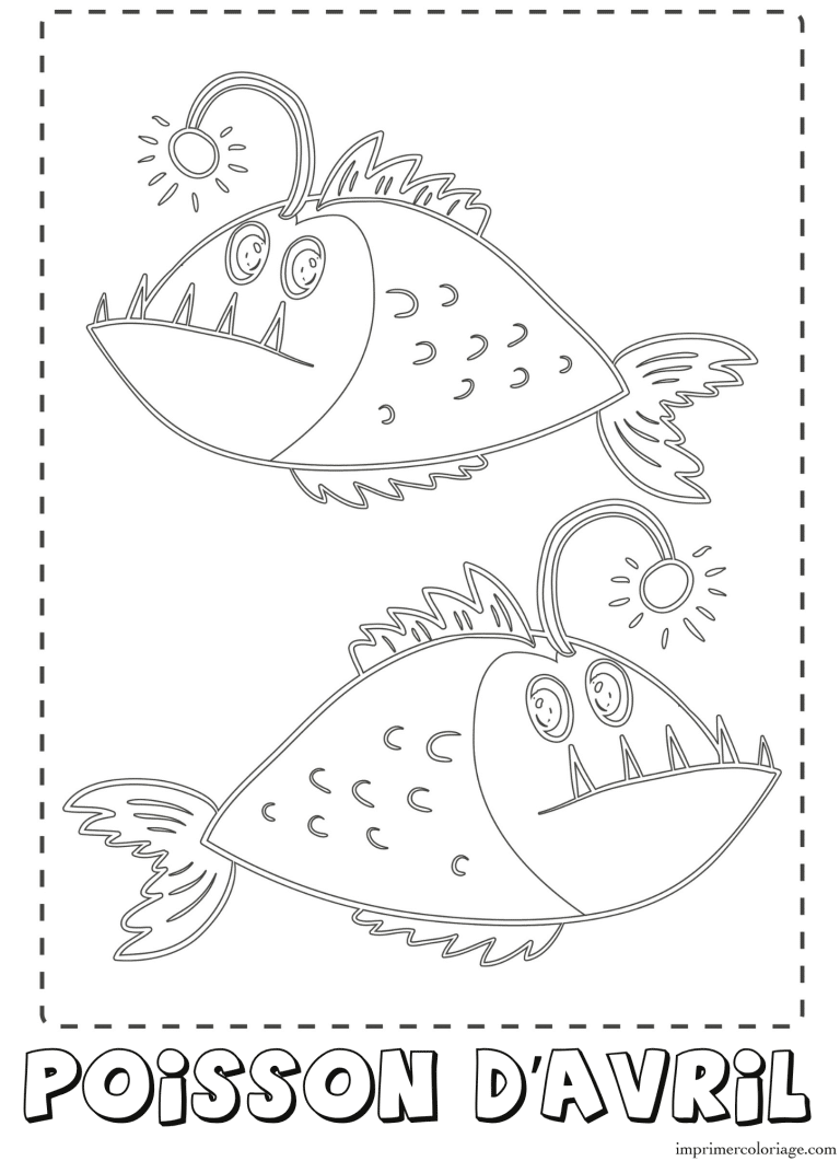 Coloriage poisson d’avril qui font peur à imprimer Coloriage poisson d'avril qui font peur - dessin gratuit à imprimer