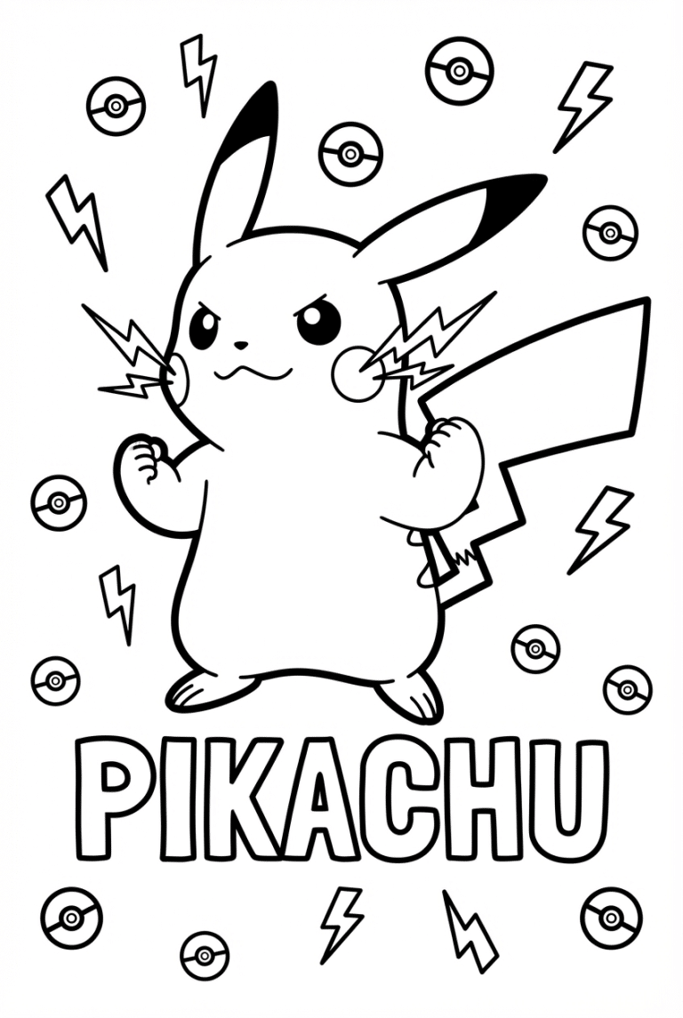 Pikachu Hero Coloring Page 1 - dessin gratuit &agrave; imprimer