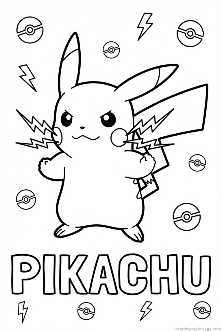 Pikachu Hero Coloring Page 2 - dessin gratuit &agrave; imprimer