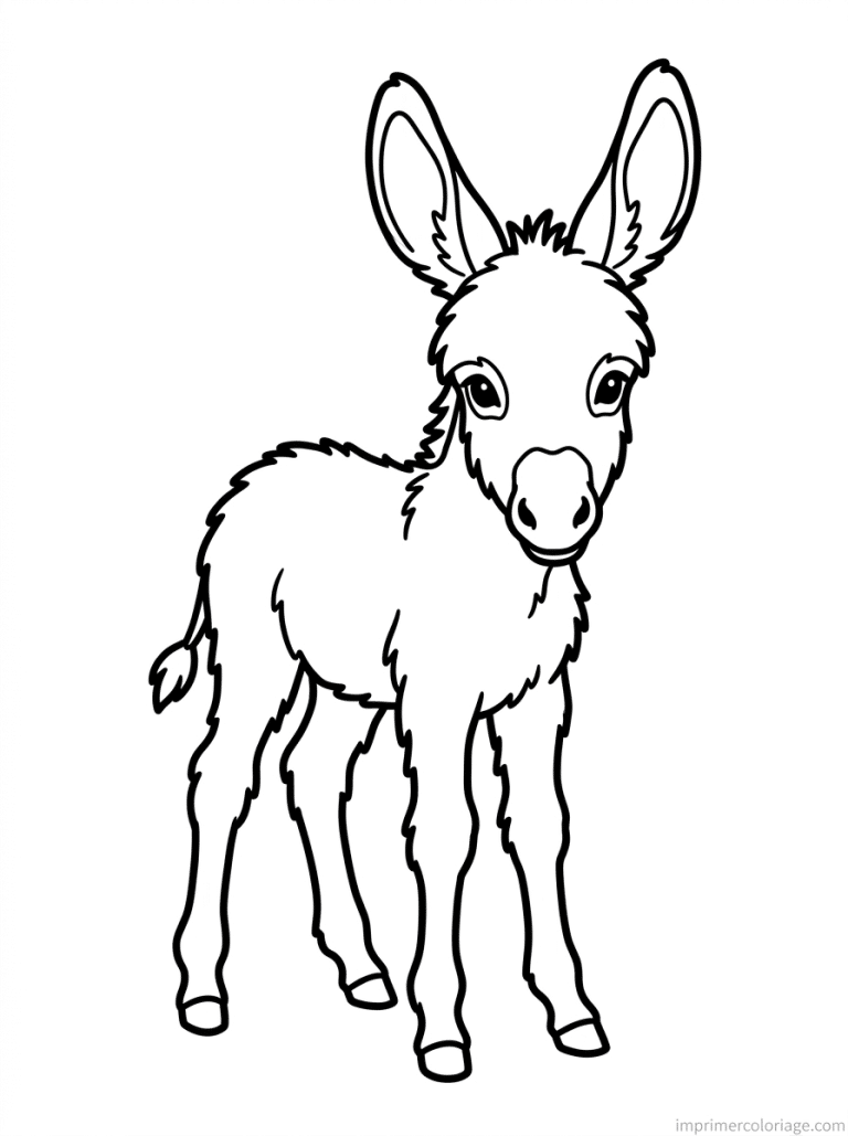 coloriage ane bebe poulain oreilles - dessin gratuit &agrave; imprimer
