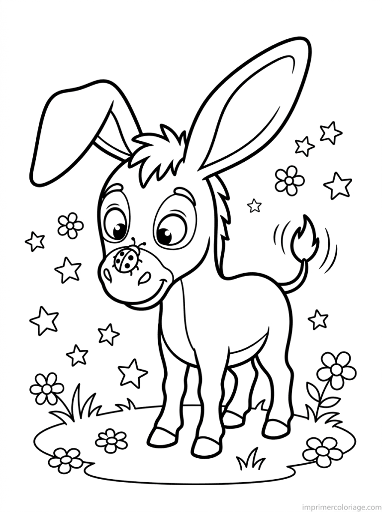 coloriage ane cute coccinelle nez - dessin gratuit &agrave; imprimer