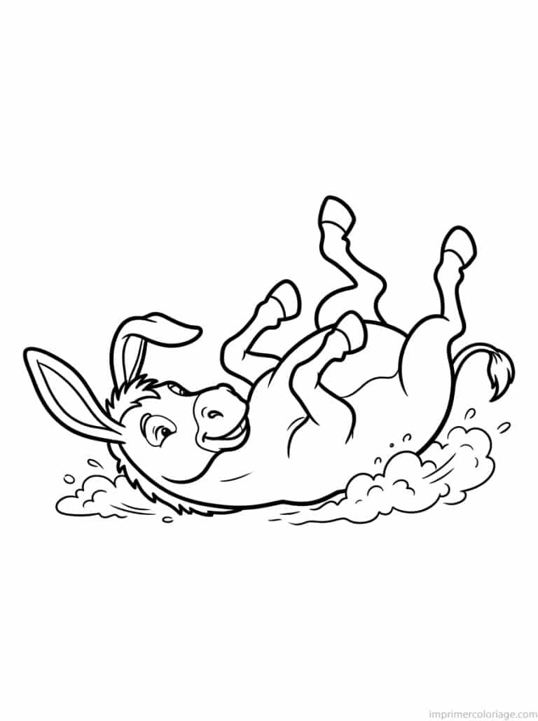 coloriage ane roule dos pattes - dessin gratuit &agrave; imprimer