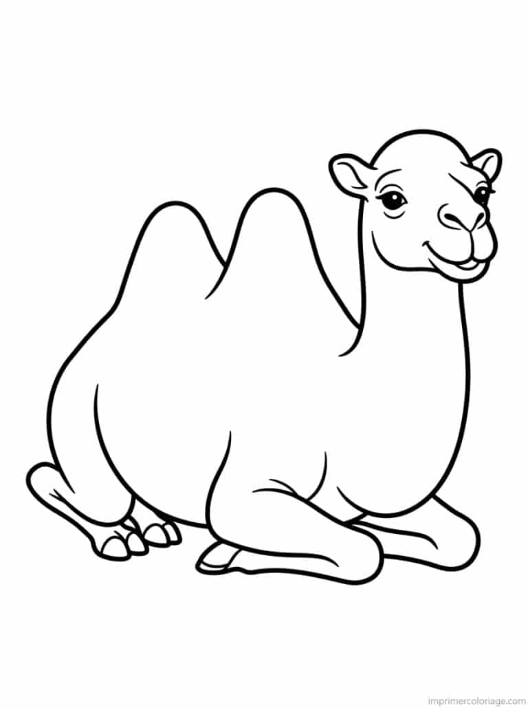 coloriage chameau deux bosses assis - dessin gratuit &agrave; imprimer