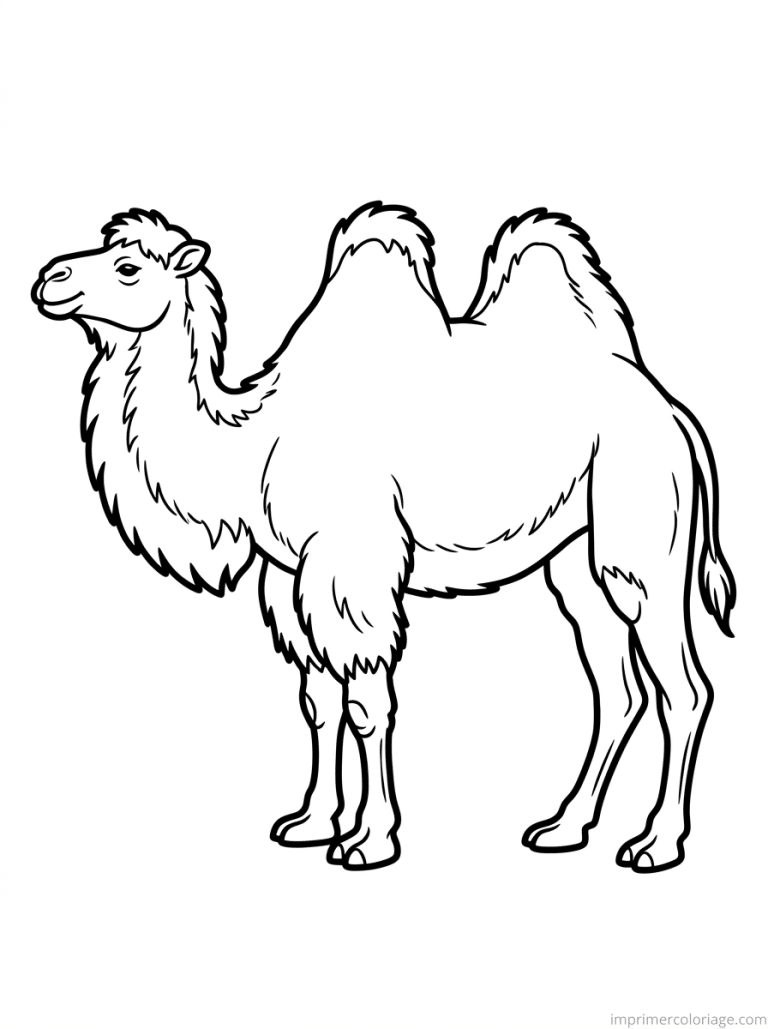 coloriage chameau deux bosses profil - dessin gratuit &agrave; imprimer