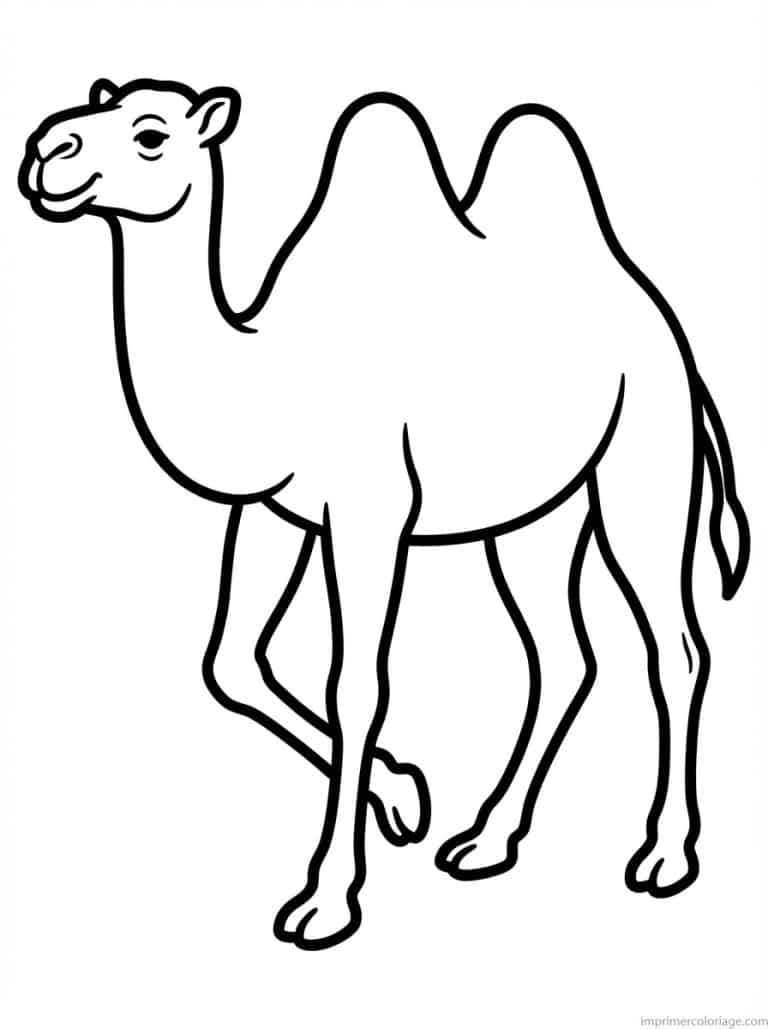 coloriage chameau marche - dessin gratuit &agrave; imprimer