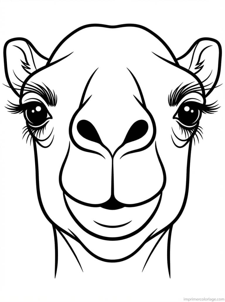 coloriage chameau portrait visage - dessin gratuit &agrave; imprimer