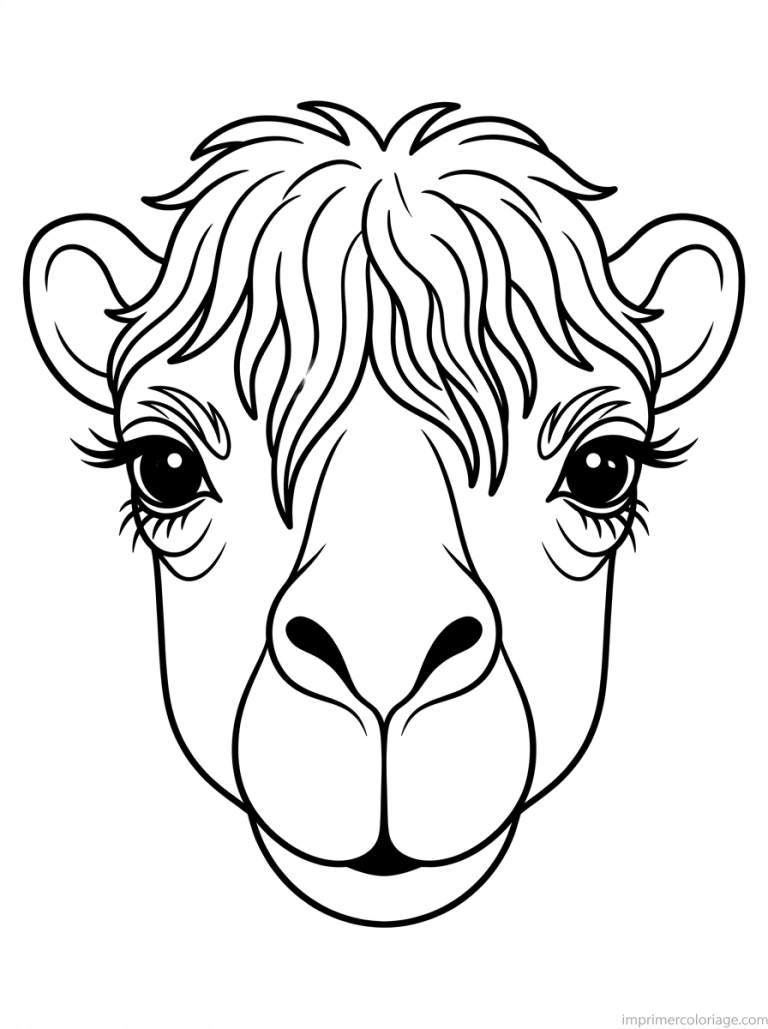 coloriage chameau portrait visage - dessin gratuit &agrave; imprimer