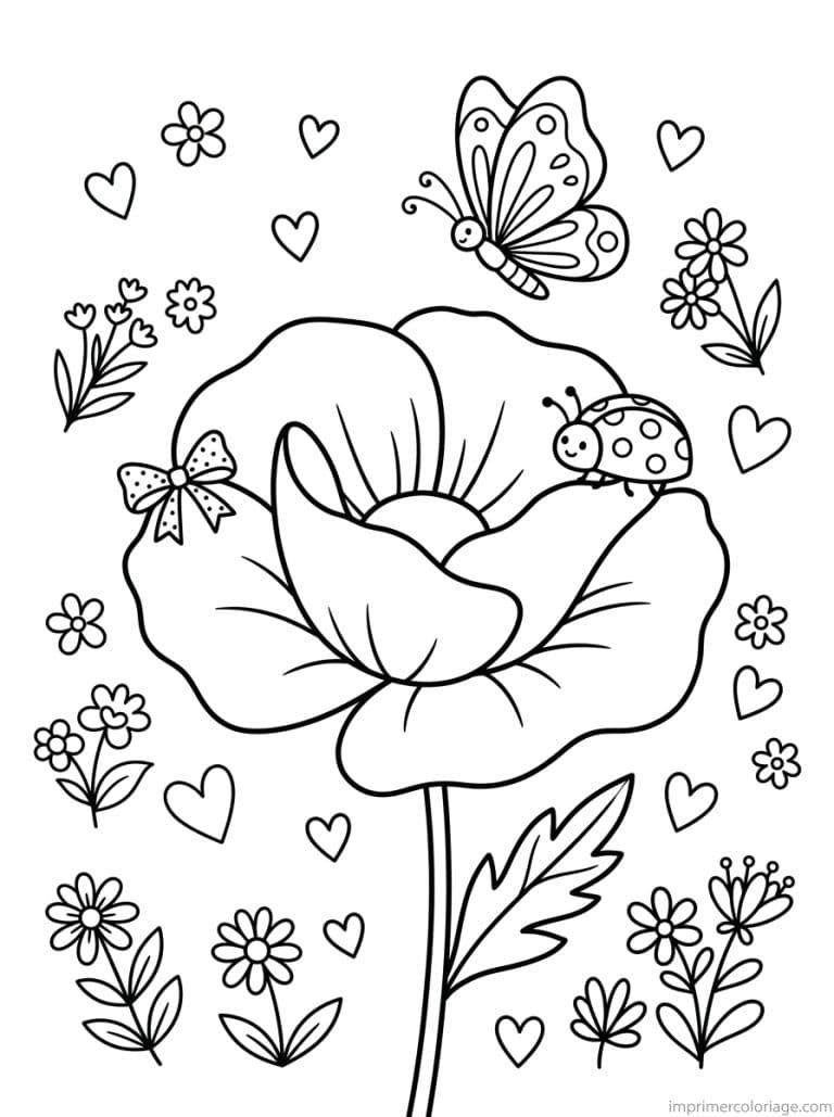 coloriage coquelicot cute coccinelle noeud à imprimer coloriage coquelicot cute coccinelle noeud - dessin gratuit à imprimer