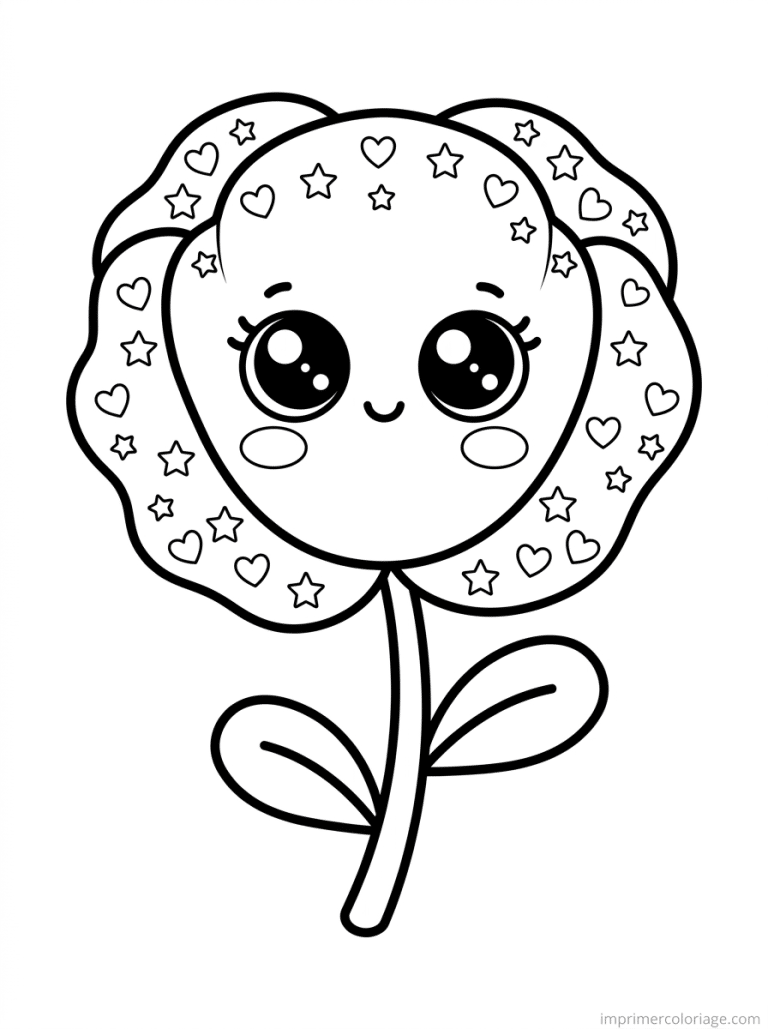 coloriage coquelicot kawaii yeux coeurs à imprimer coloriage coquelicot kawaii yeux coeurs - dessin gratuit à imprimer