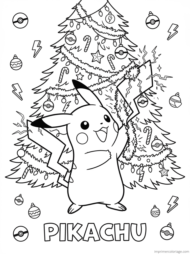 coloriage de pikachu a noel (5) - dessin gratuit &agrave; imprimer