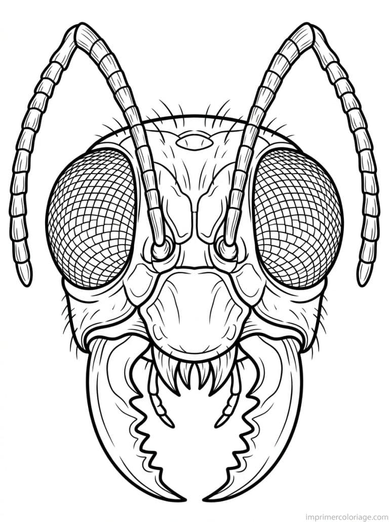 coloriage fourmi portrait mandibules - dessin gratuit &agrave; imprimer