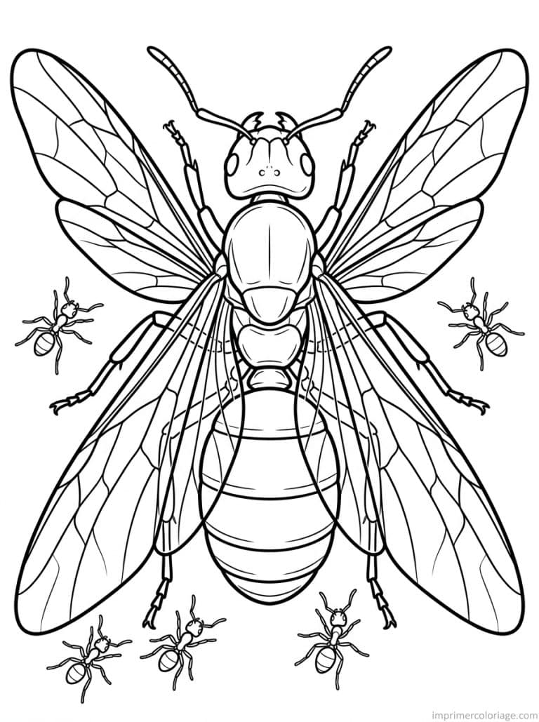 coloriage fourmi reine ailes - dessin gratuit &agrave; imprimer