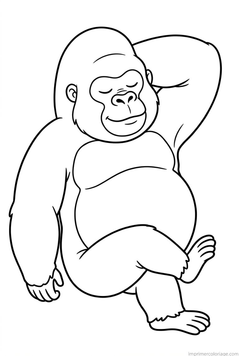 coloriage gorille allonge repos - dessin gratuit &agrave; imprimer