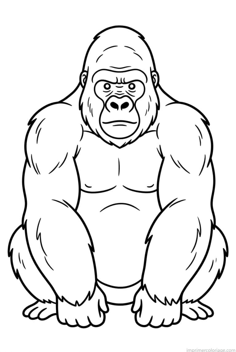 coloriage gorille assis bras - dessin gratuit &agrave; imprimer
