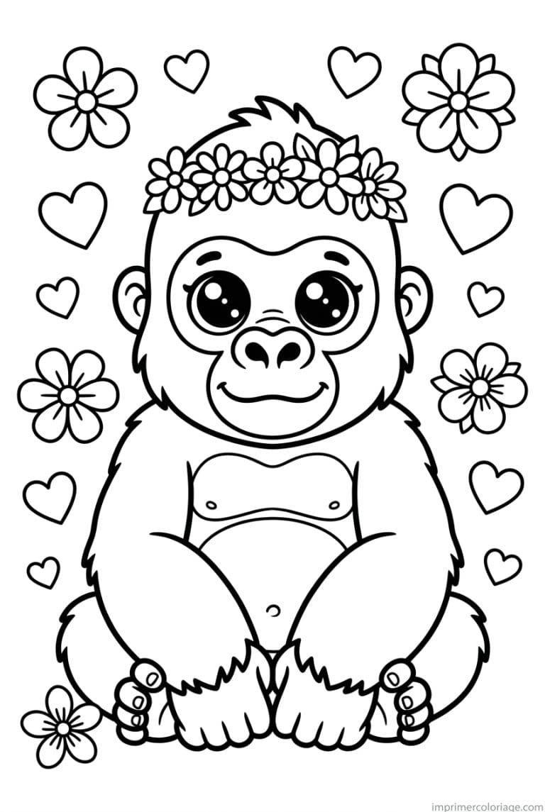 coloriage gorille cute bebe couronne - dessin gratuit &agrave; imprimer