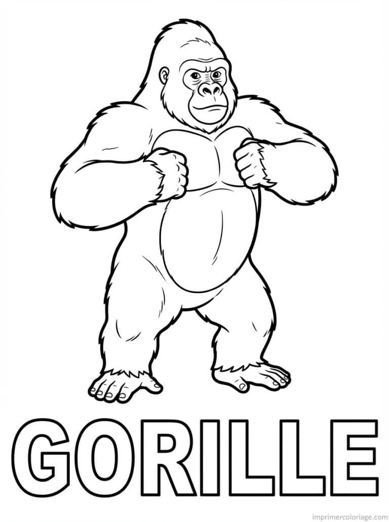 coloriage gorille titre bas - dessin gratuit &agrave; imprimer