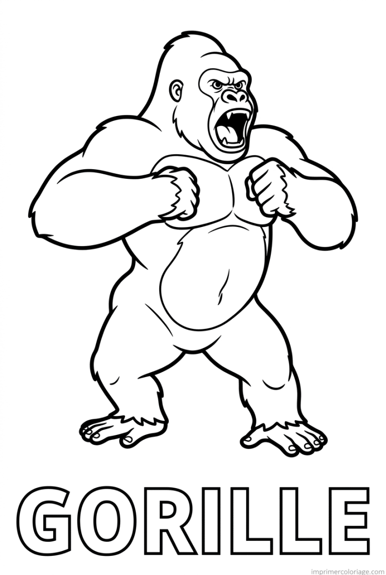 coloriage gorille titre bas - dessin gratuit &agrave; imprimer