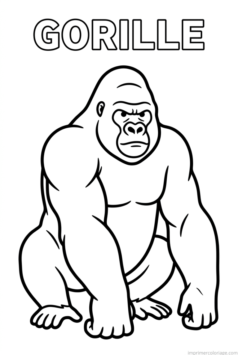 coloriage gorille titre haut - dessin gratuit &agrave; imprimer