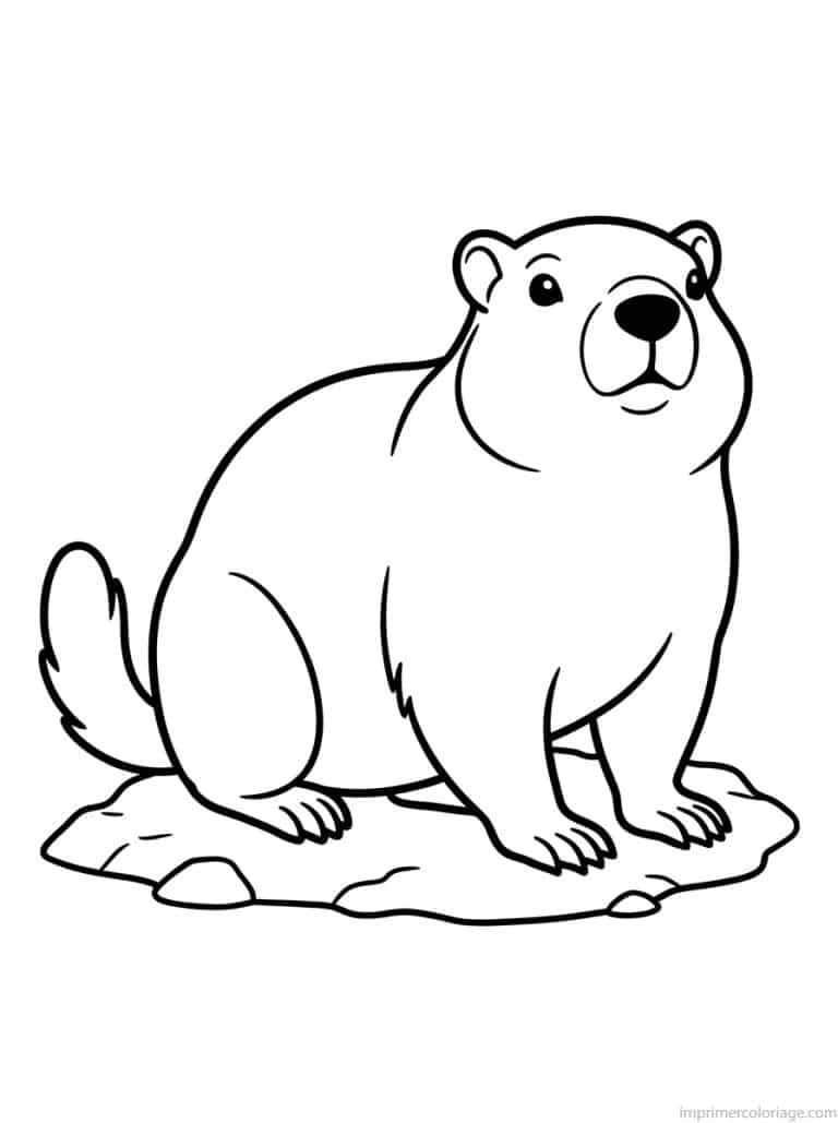 coloriage marmotte assise nez - dessin gratuit &agrave; imprimer