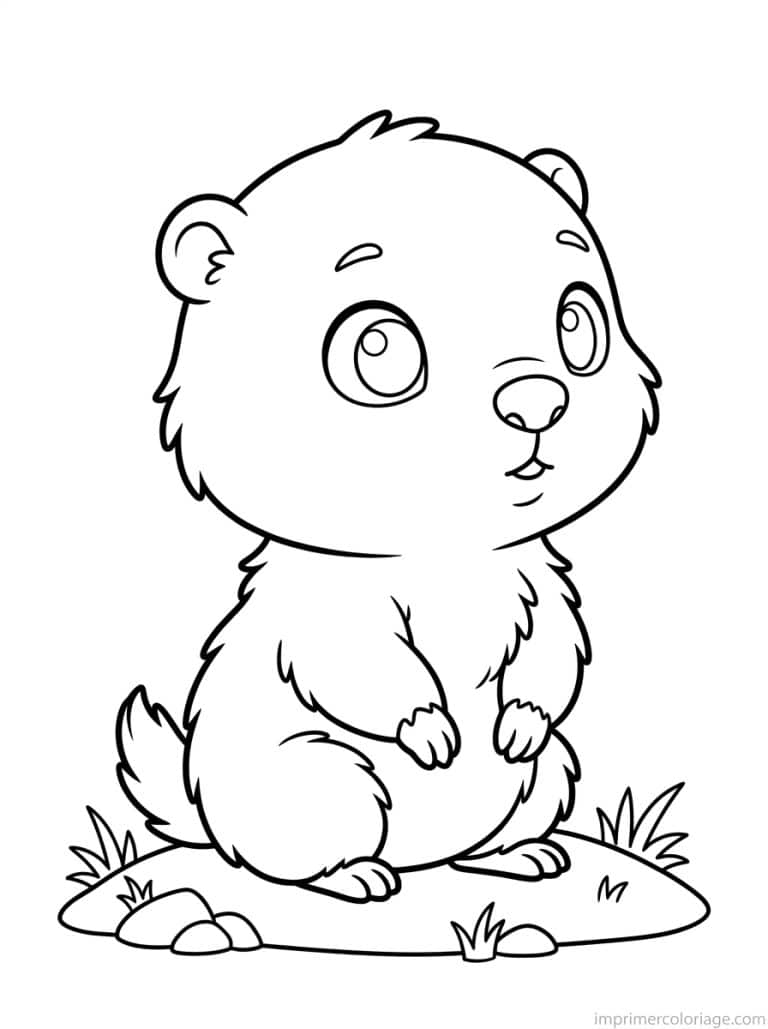 coloriage marmotte bebe yeux ronds - dessin gratuit &agrave; imprimer