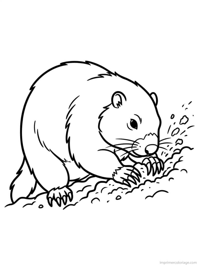 coloriage marmotte creuse griffes - dessin gratuit &agrave; imprimer