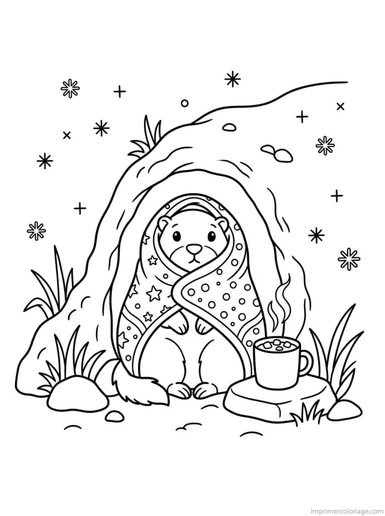 coloriage marmotte cute couverture chocolat - dessin gratuit &agrave; imprimer