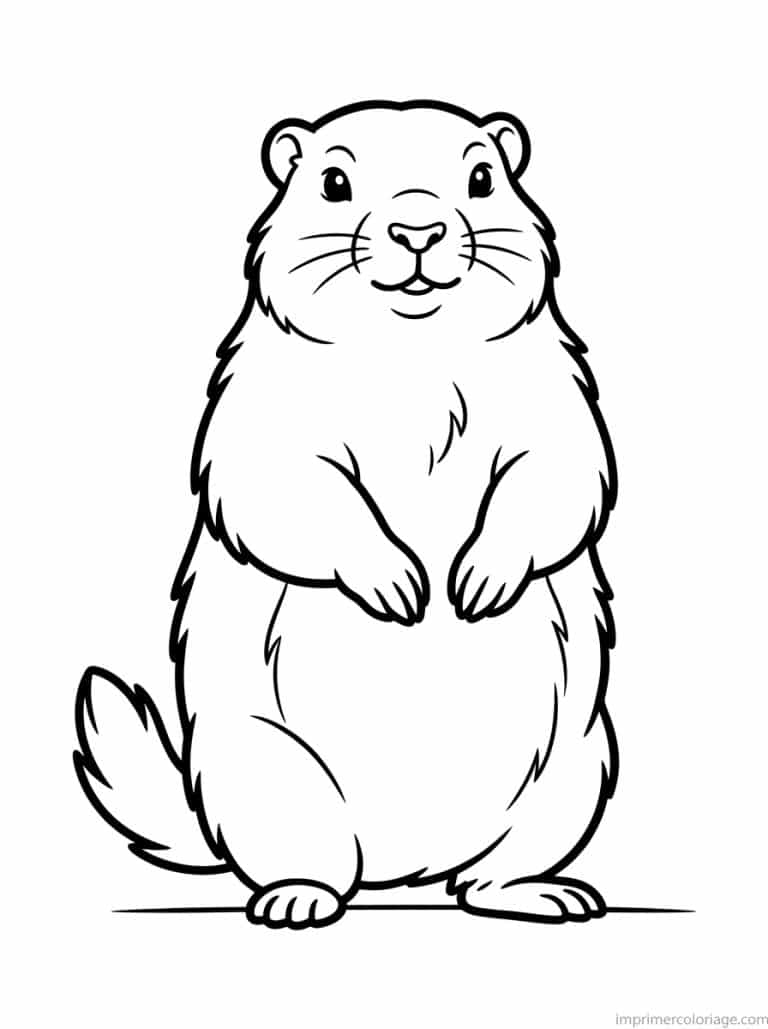 coloriage marmotte debout pattes - dessin gratuit &agrave; imprimer