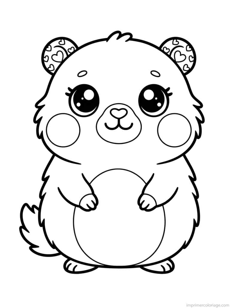 coloriage marmotte kawaii joues rondes - dessin gratuit &agrave; imprimer