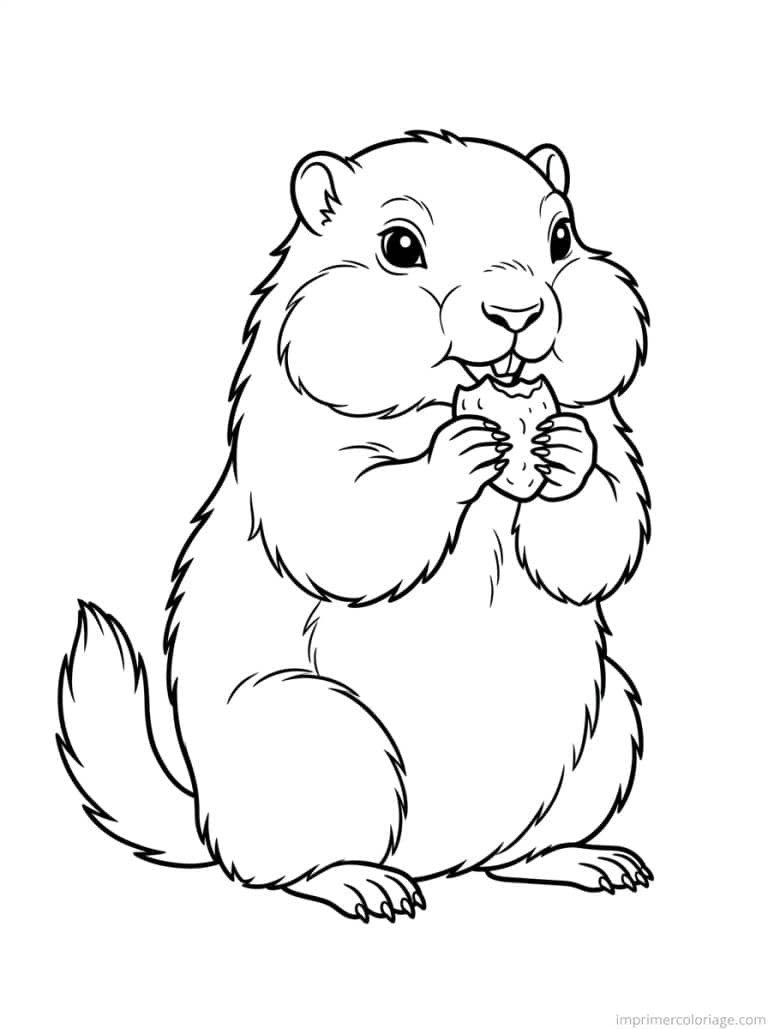 coloriage marmotte mange joues - dessin gratuit &agrave; imprimer