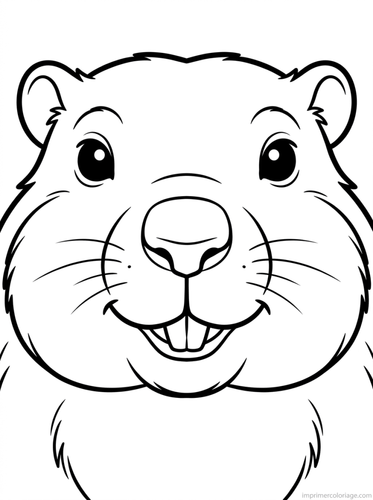 coloriage marmotte portrait dents - dessin gratuit &agrave; imprimer