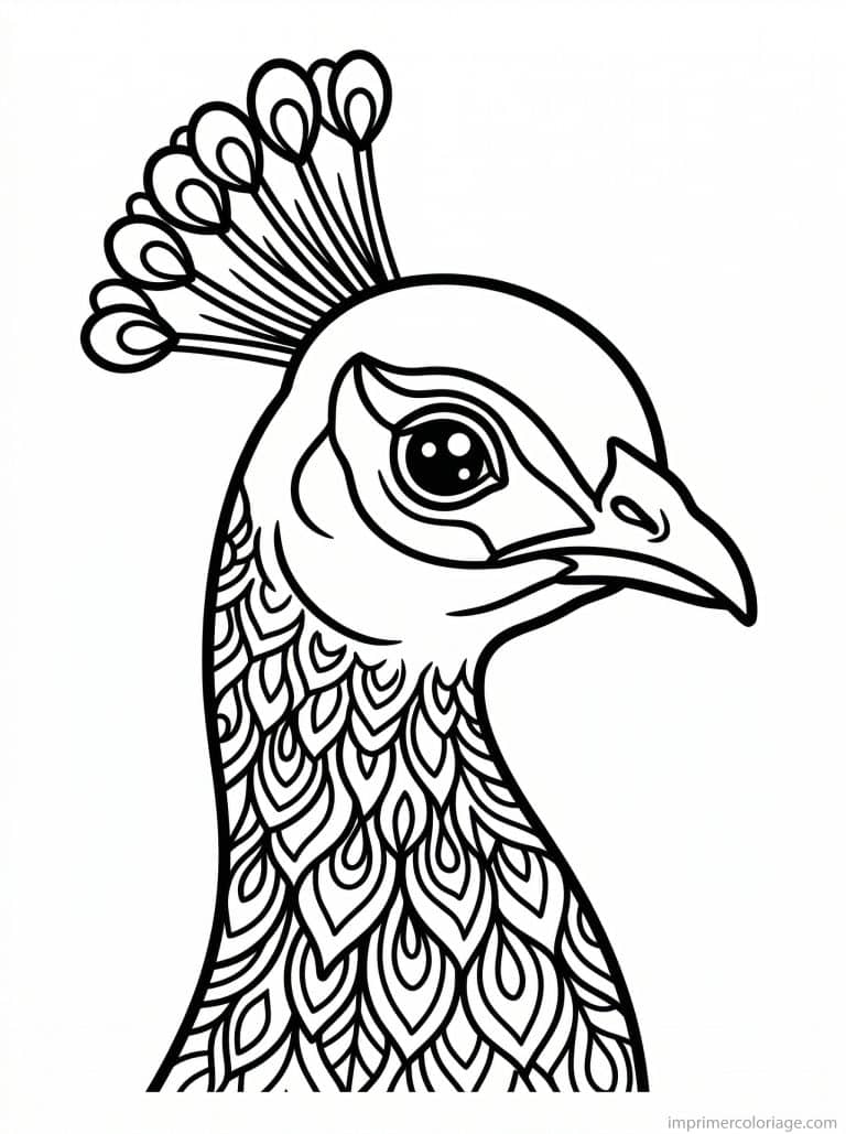 coloriage paon portrait crete - dessin gratuit &agrave; imprimer