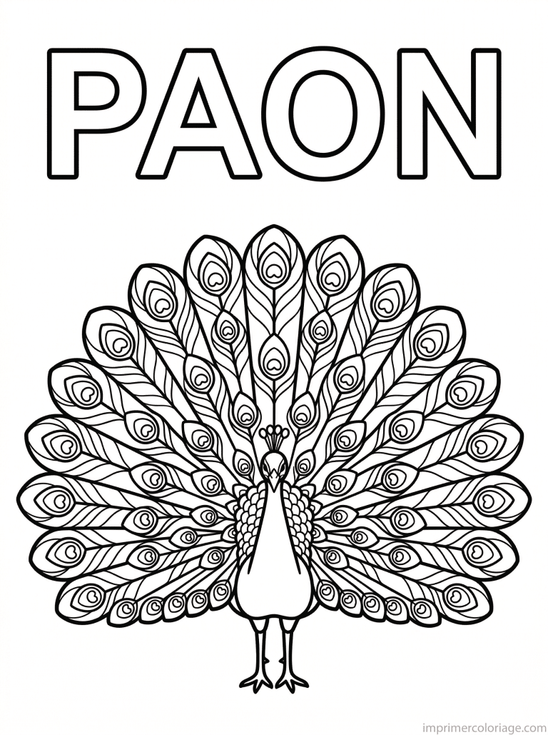 coloriage paon titre haut - dessin gratuit &agrave; imprimer