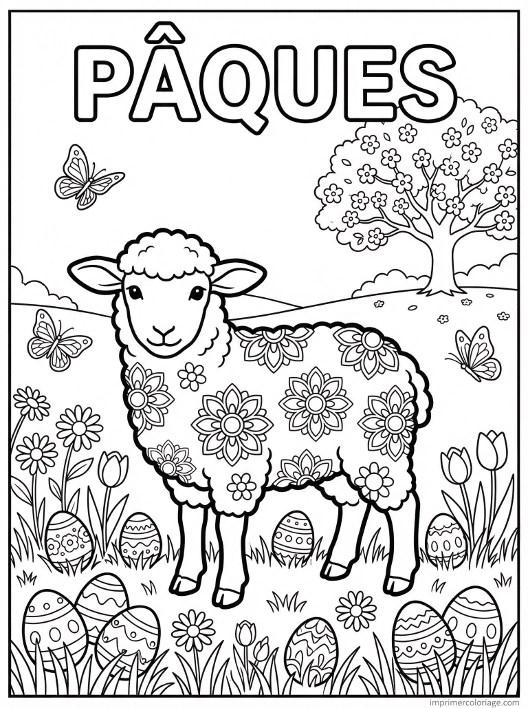 coloriage paques ce1 agneau mandala prairie à imprimer coloriage paques ce1 agneau mandala prairie - dessin gratuit à imprimer