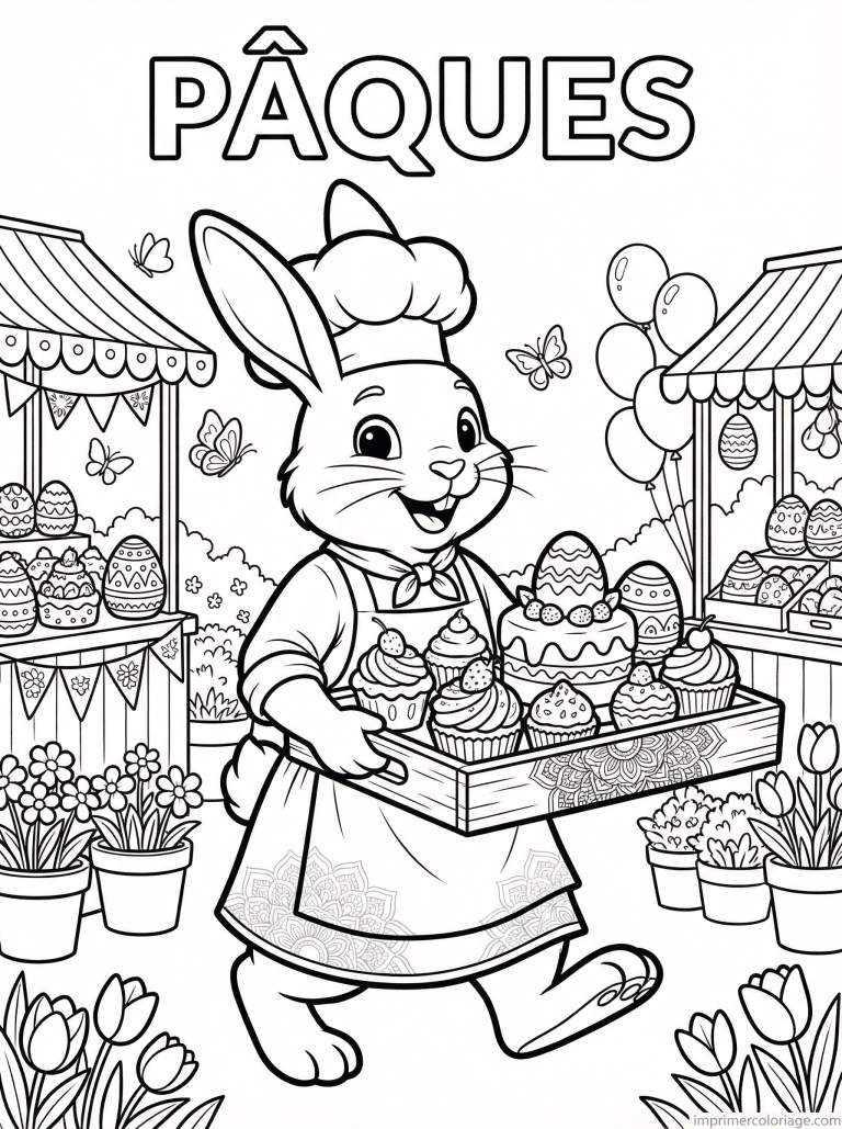 coloriage paques ce1 lapin boulanger marche à imprimer coloriage paques ce1 lapin boulanger marche - dessin gratuit à imprimer