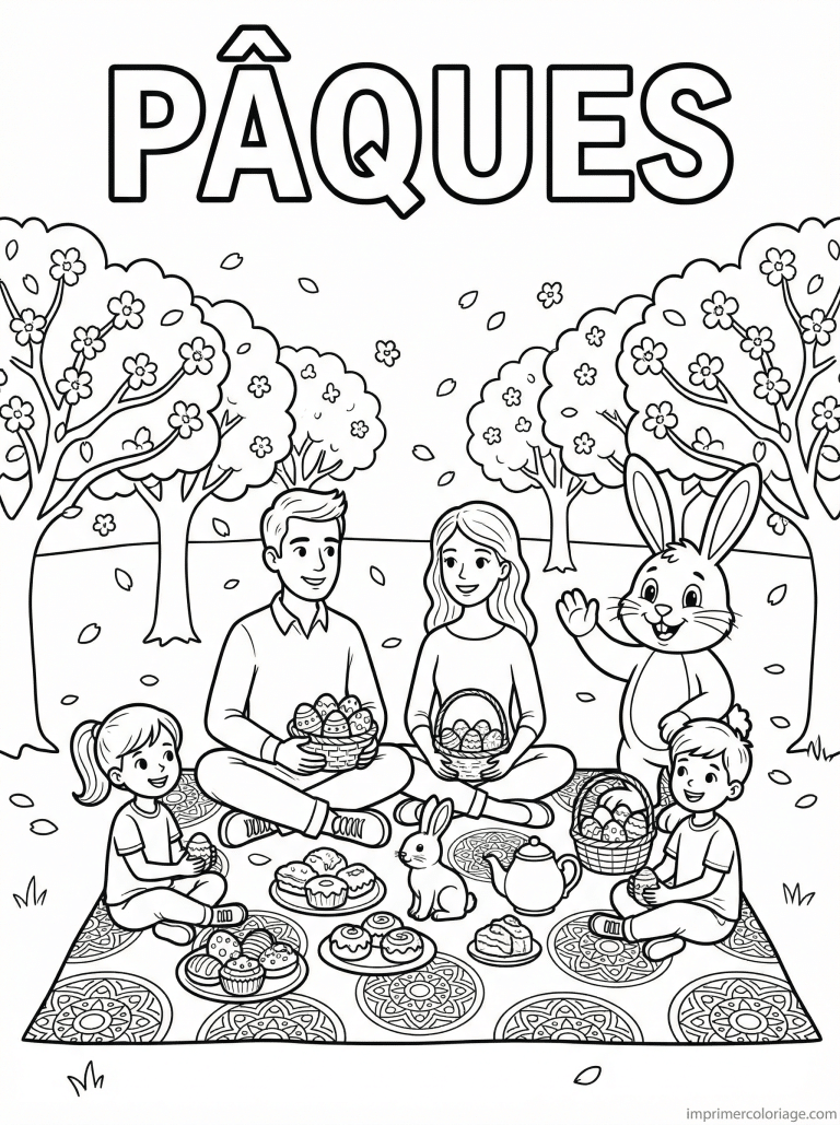 coloriage paques ce1 pique nique verger lapin à imprimer coloriage paques ce1 pique nique verger lapin - dessin gratuit à imprimer