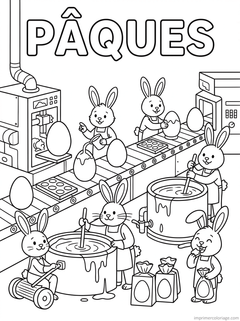 coloriage paques cp usine chocolat lapins 1 à imprimer coloriage paques cp usine chocolat lapins 1 - dessin gratuit à imprimer